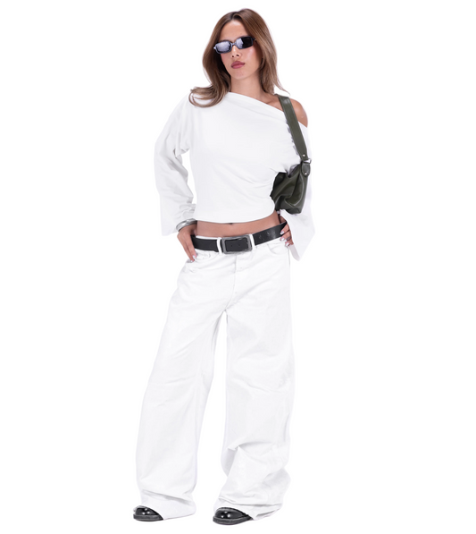 White Luster Waxed Jeans