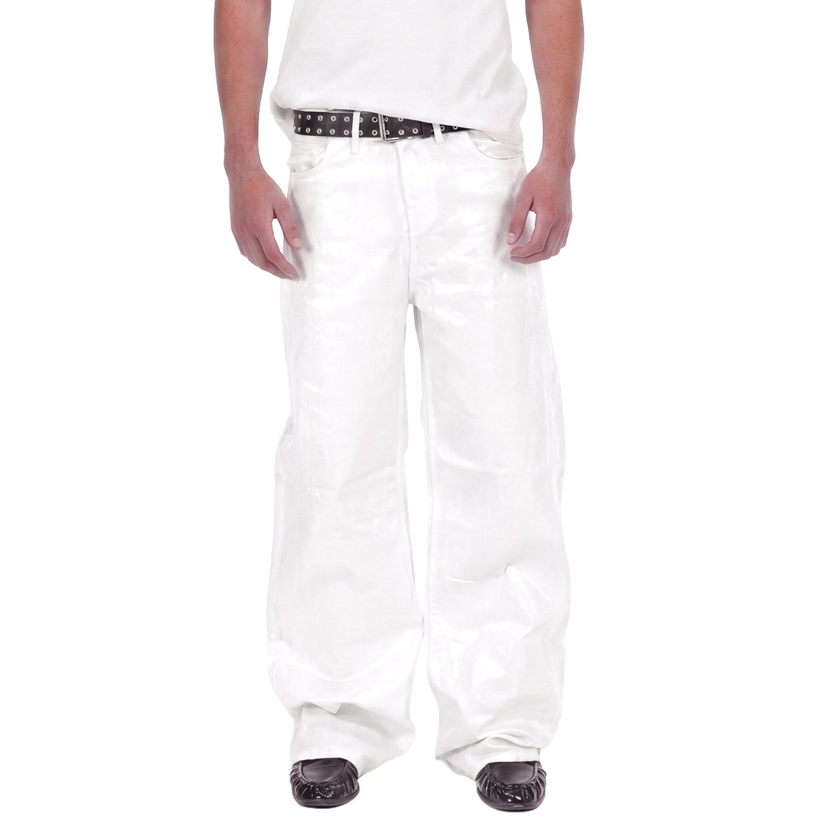 White Luster Waxed Jeans