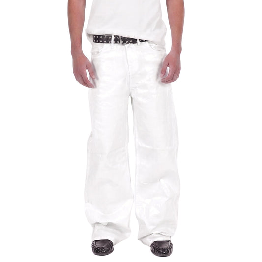 White Luster Waxed Jeans